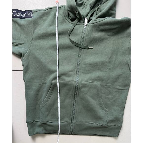 Calvin Klein Women's Fleece Logo Stripe Full Zip Hoodie NWT GREEN SIZE S - Picture 9 of 9